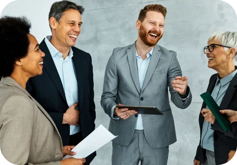 Colleagues talking at a business gathering