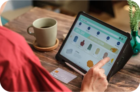 Browsing an online store on a tablet