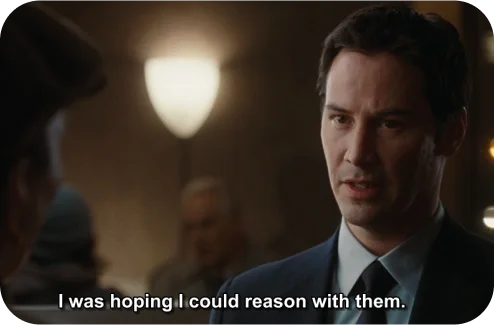 Film scene displaying English subtitles